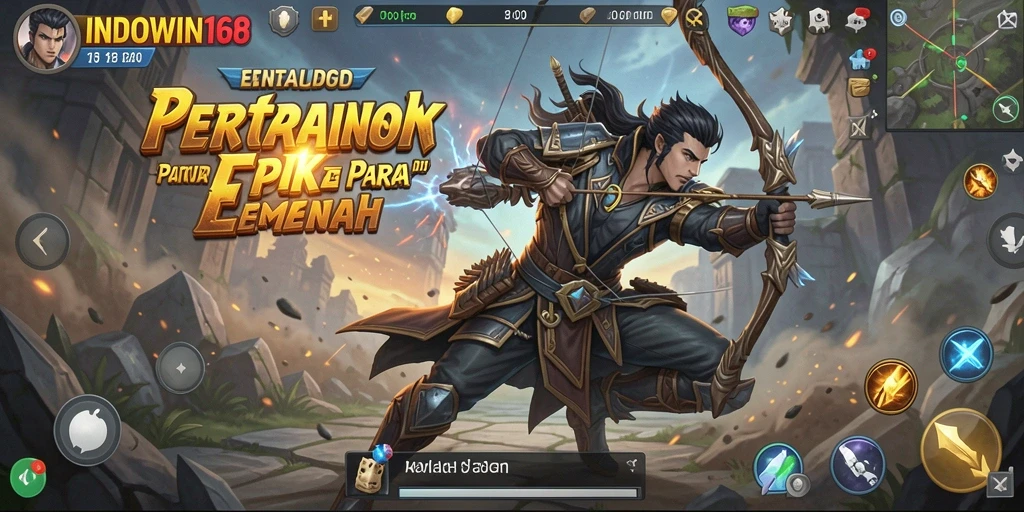 Tampilan gameplay INDOWIN168 yang menunjukkan pertarungan karakter secara dinamis.