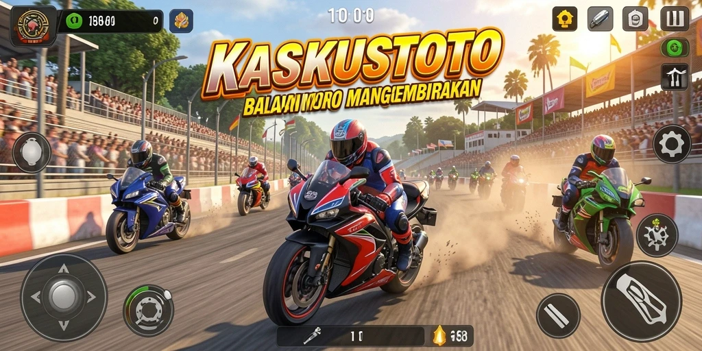 Screenshot KASKUSTOTO menampilkan aksi balapan motor yang mendebarkan.