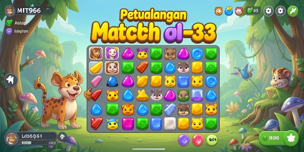 Menampilkan gameplay seru dan tantangan dalam game Match-3.