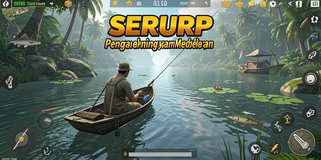 Screenshot SERURP menampilkan gameplay memancing yang seru dan mendebarkan.