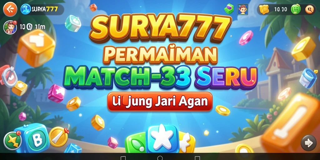 Screenshot gameplay SURYA777 dengan tantangan Match-3 yang mengasyikkan.